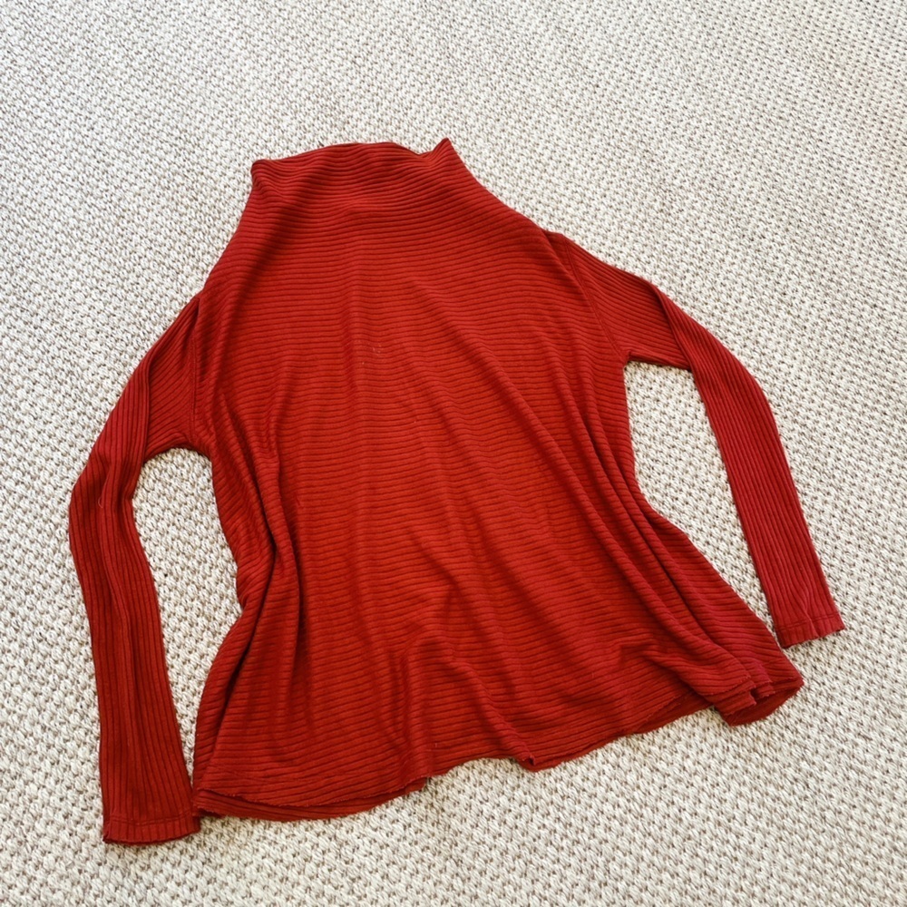 Free people ribbed cowl neck sweater small orange terracotta We the Free S